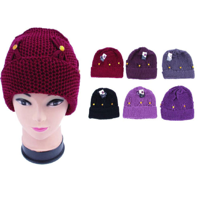 Wholesale Clothing Accessories Slip Stitch Beanie Embossed Assorted NQ77