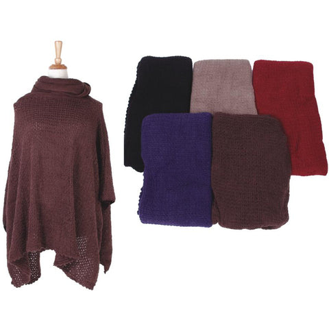 Wholesale Clothing Accessories Ladies Winter Open Poncho Assorted NQ884