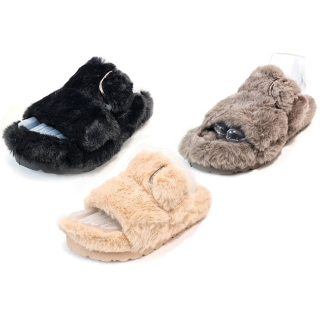 Wholesale Women's Slippers Fur Indoor Winter Slip On Monroe NPE81