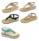 Wholesale Women's Glitter Touch Sandals Wedge Embellished Zoe NG55