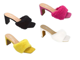 Wholesale Women's Fur Accent Heeled Sandals Lily NGJ1