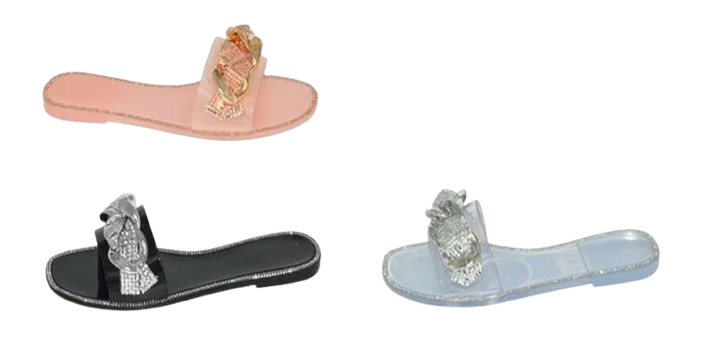 Wholesale Women's Dressy Look Sandals Flat Jelly Embellished Mia NGD2