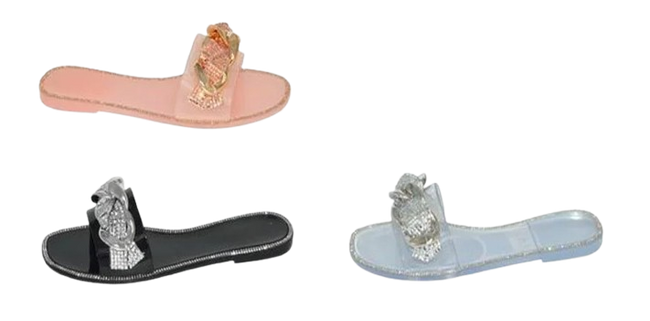 Wholesale Women's Dressy Look Sandals Flat Jelly Embellished Mia NGD2