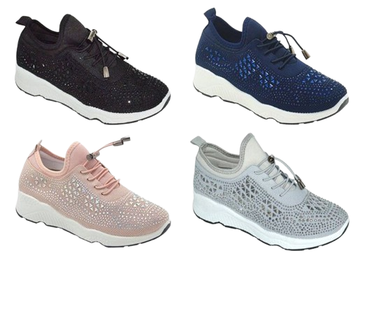 Wholesale Women's Sneakers Lace Up Embellished Trendy Comfortable Women's Shoes Lexi NG11