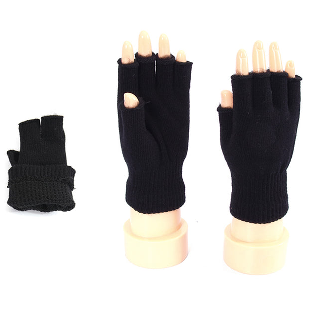 Wholesale Clothing Accessories Black Brushed Half Finger Gloves NH258