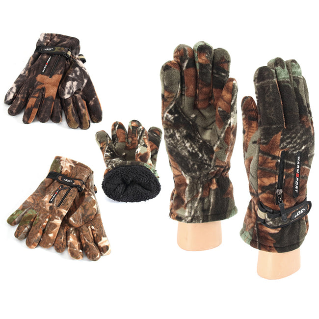 Wholesale Clothing Accessories Camouflage Polar Fleece Zipper Men's Gloves NH277