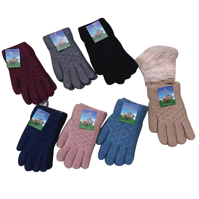 Wholesale Clothing Accessories Women's Glove Fur Inside Knitted Gloves NH280