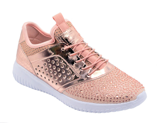 Wholesale Women's Sneakers Lace Up Embellished Trendy Comfortable Women's Shoes Phoebe NG24