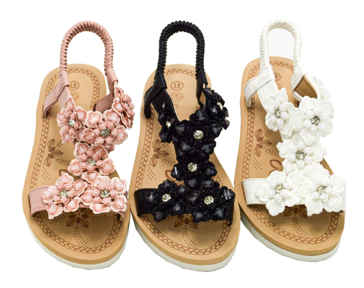 Wholesale Kids Embellished Flat Sandals Assorted Colors Skylar NGJK