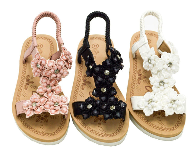 Wholesale Kids Embellished Flat Sandals Assorted Colors Lucy NGJK
