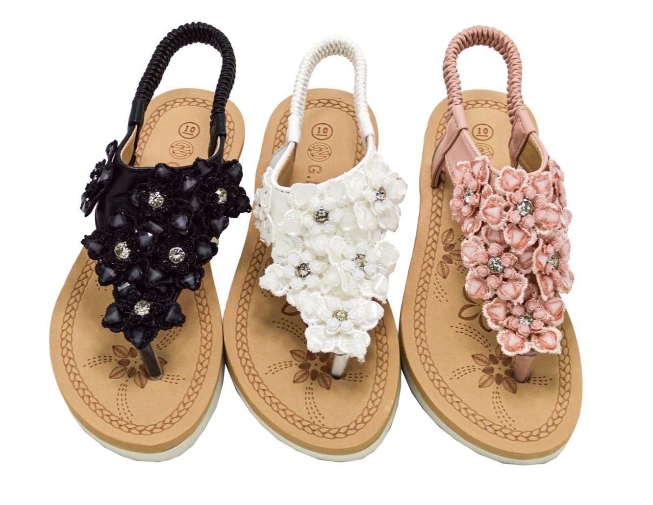 Wholesale Kids Embellished Flat Sandals Assorted Colors Claire NGJK