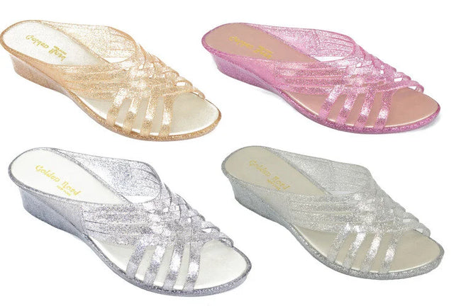 Wholesale Women's Jelly Style Slippers Sandals with Embellishments Claire Assorted NG28