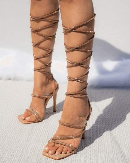 Wholesale Women's Sandals Stiletto High Heels Gladiator Straps Shoes NMHY