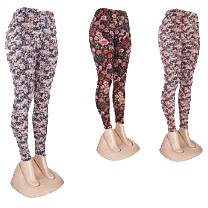 Wholesale Women's Clothing Assorted Accessories Garments Floral Print Leggings M/L, XL/XXL Dahlia NQ73
