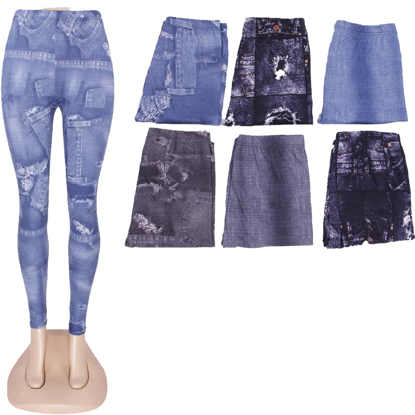 Wholesale Women's Clothing Assorted Accessories Garments Jean Printed Leggings M/L, XL/XXL Skye NQ70