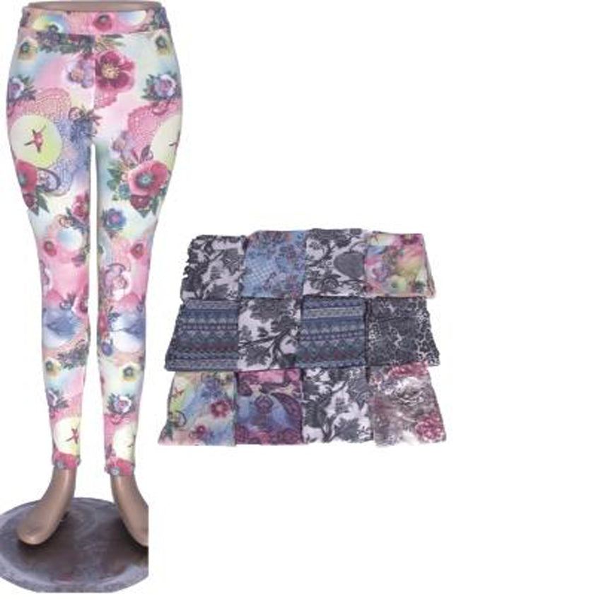 Wholesale Women's Clothing Assorted Accessories Garments Flower Printed Jean Leggings M,L,XL,XXL Camryn NQK8