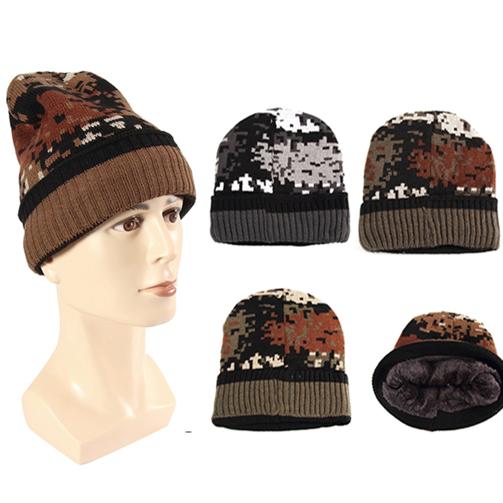 Wholesale Clothing Accessories Double Camouflage Knit Hat NH224