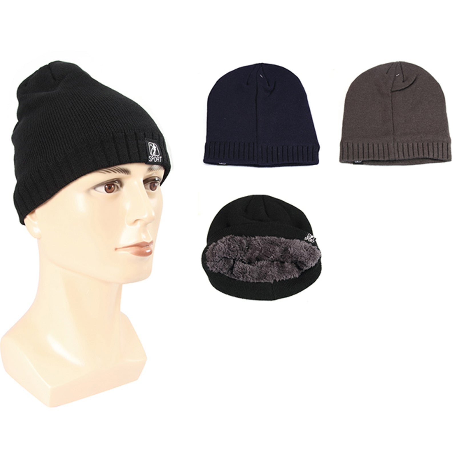 Wholesale Clothing Accessories Solid Fur Light Version Plus Fleece Knitted Hat NH214