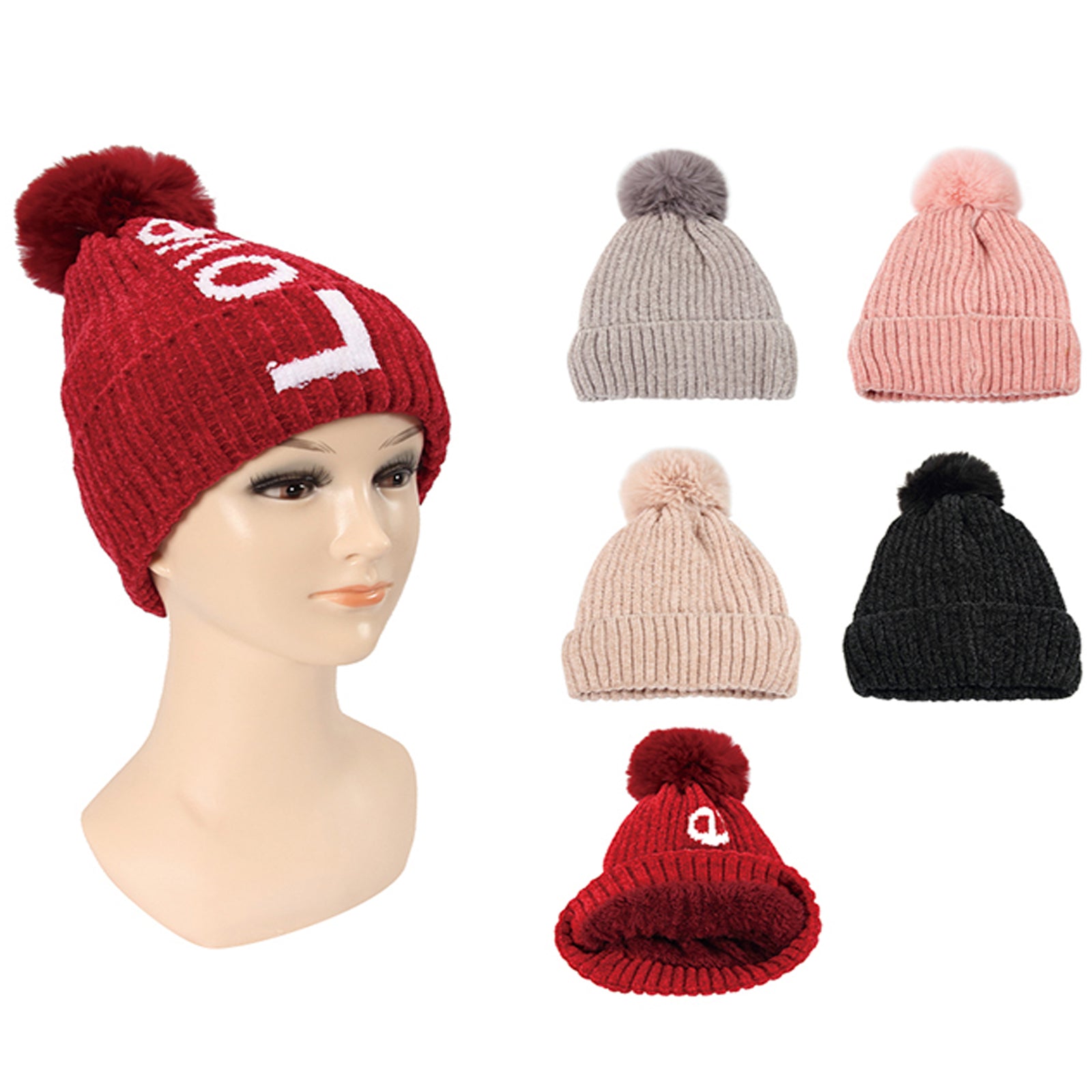 Wholesale Clothing Accessories Women's Love Chenille Winter Hat NH208