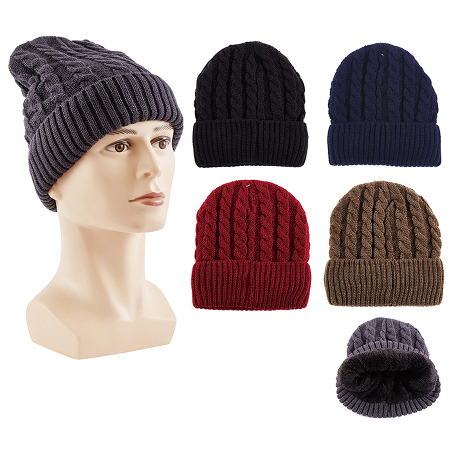 Wholesale Clothing Accessories Twist Men's Winter Hat With Fur Inside NH284