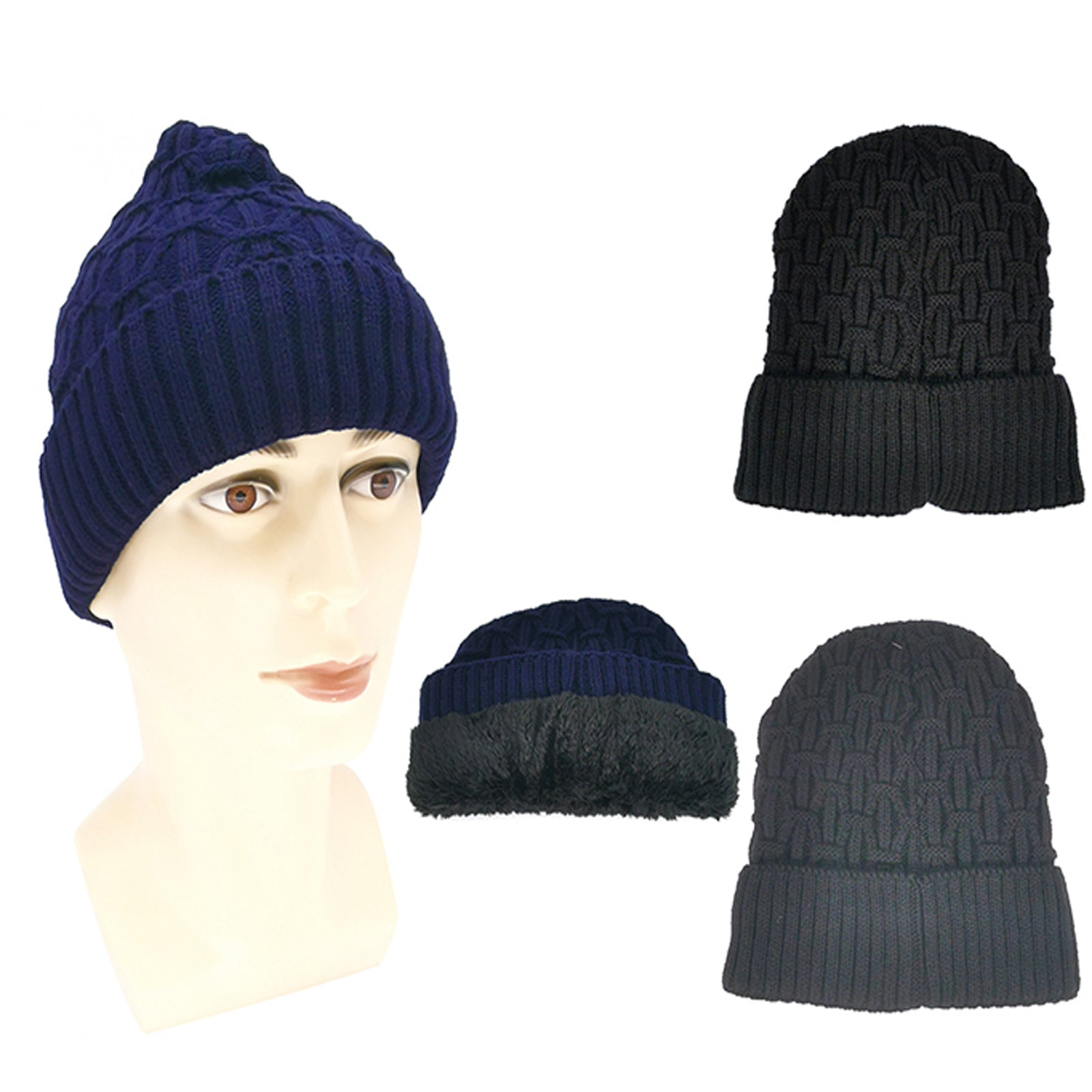 Wholesale Clothing Accessories Men'ss Winer Rice Word Jacquard Plus Velvet Hat NH222