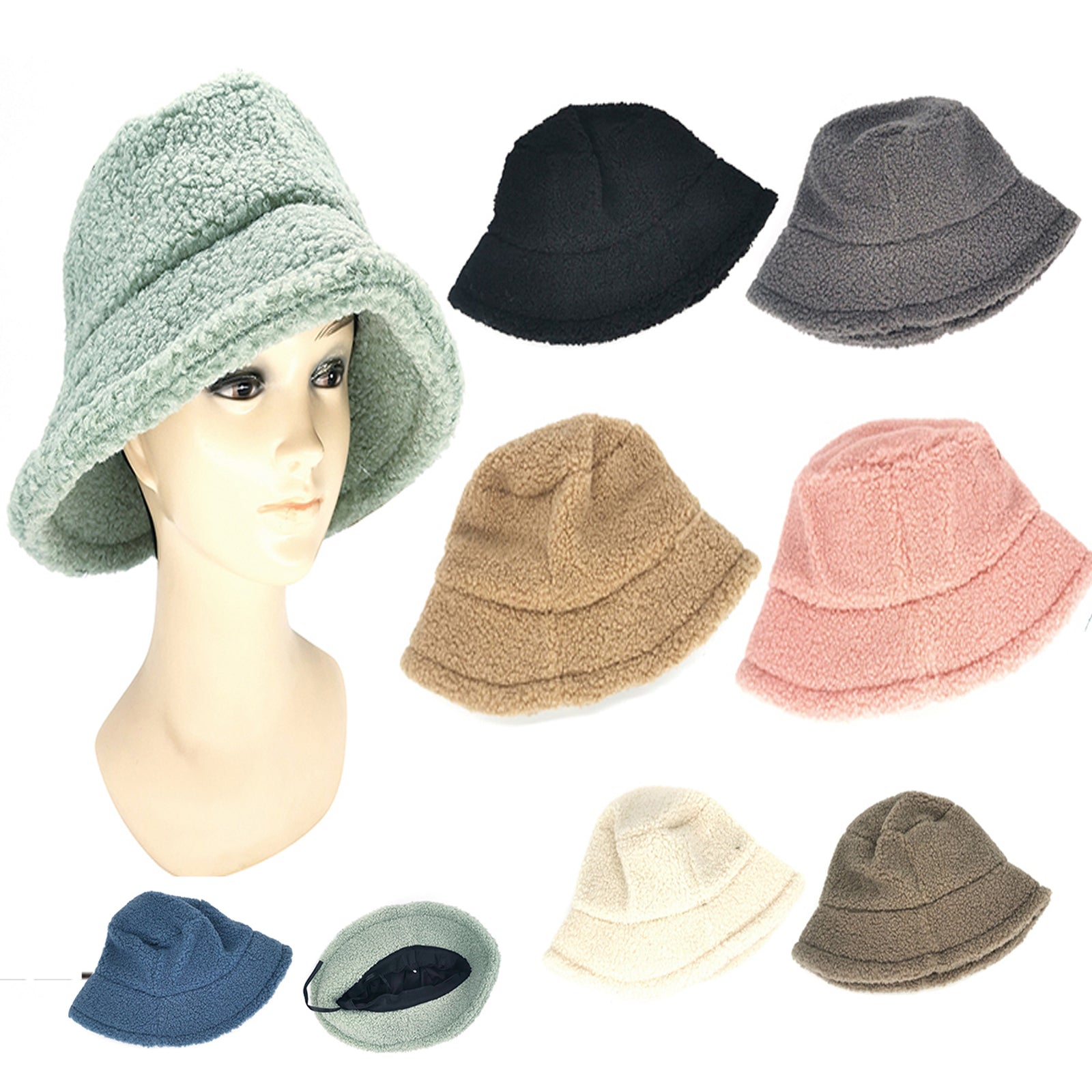 Wholesale Clothing Accessories Bucket Monochrome Bouclé Bucket Hat NH226