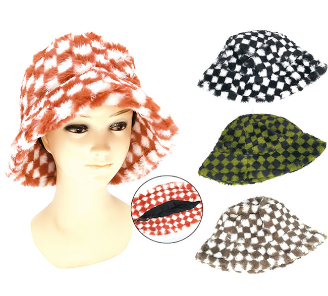 Wholesale Clothing Accessories Bucket Checkerboard Bucket Hat NH227