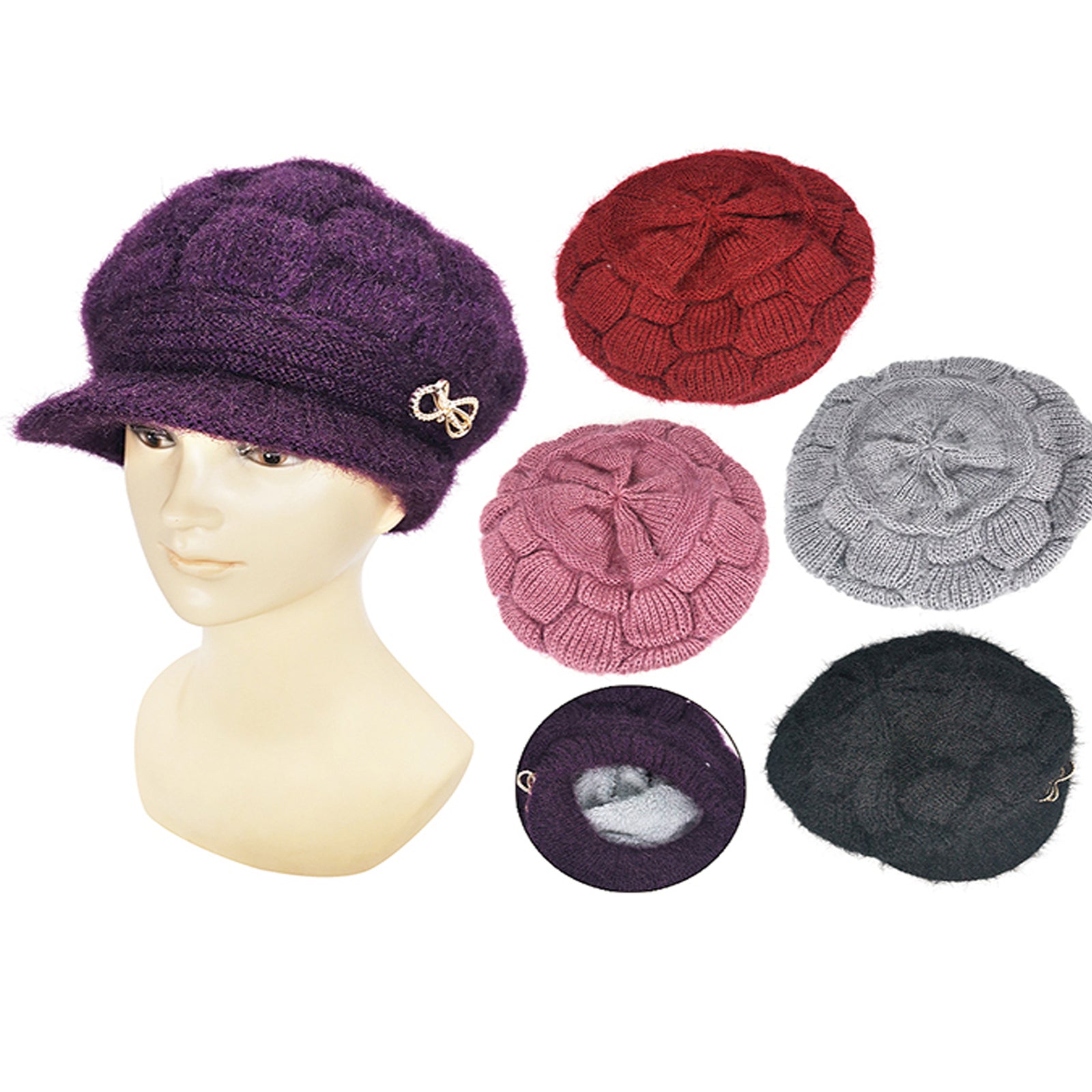 Wholesale Clothing Accessories Women's Winter Brim Knitted Hat NH239