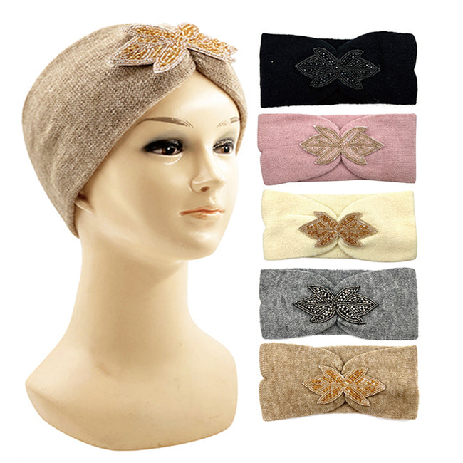 Wholesale Clothing Accessories Fur Crystal Flower Headband NH217