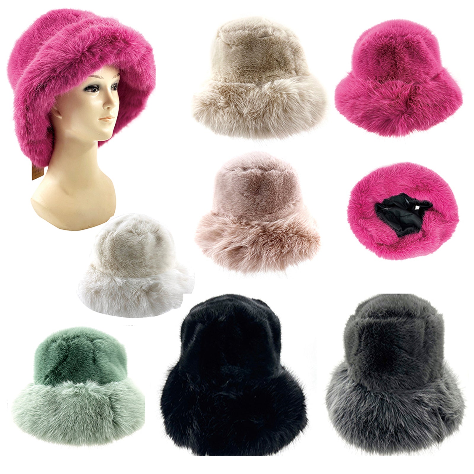 Wholesale Clothing Accessories Solid Bucket Hat Imitation Mink Fur NH221