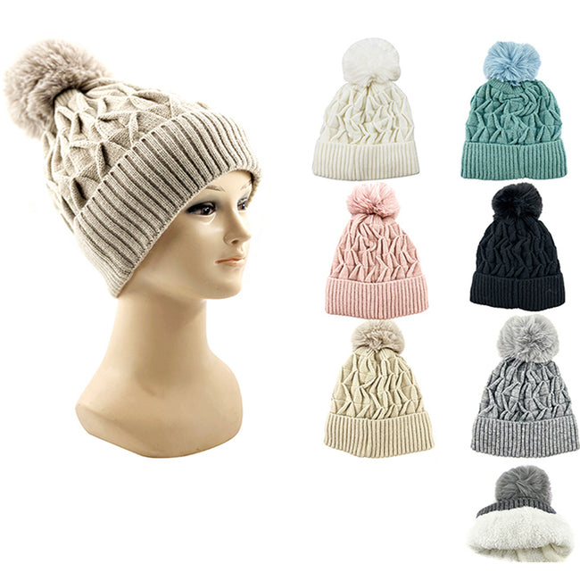 Wholesale Clothing Accessories Women's Checkered Bevel Ball Winter Hat NH223