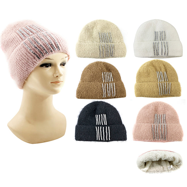 Wholesale Clothing Accessories Women's Imitation Mink Vertical Dot Brick Winter Hat NH229