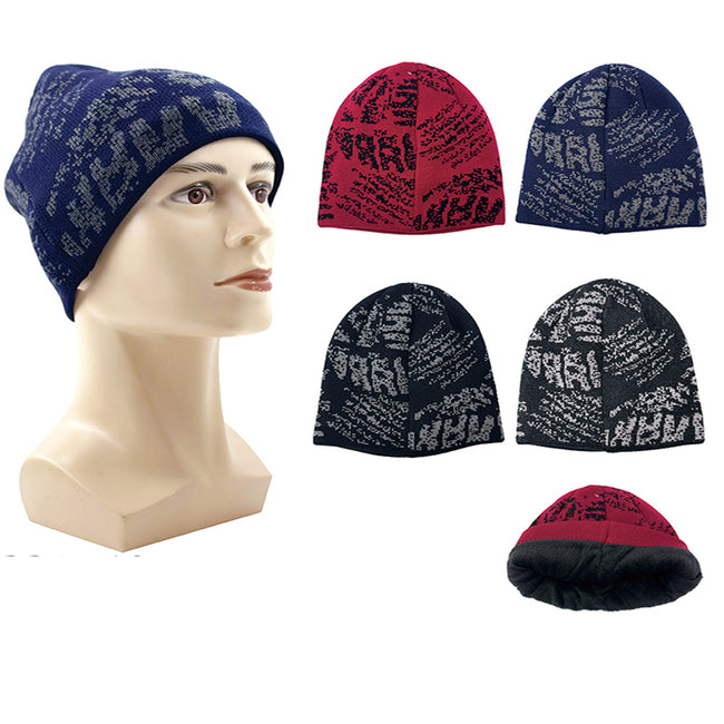 Wholesale Clothing Accessories Jacquard Strip Cuff Men's Winter Hat NH240