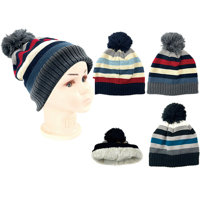 Wholesale Clothing Accessories Kids Hat Line Wide Bar Beanie NH250