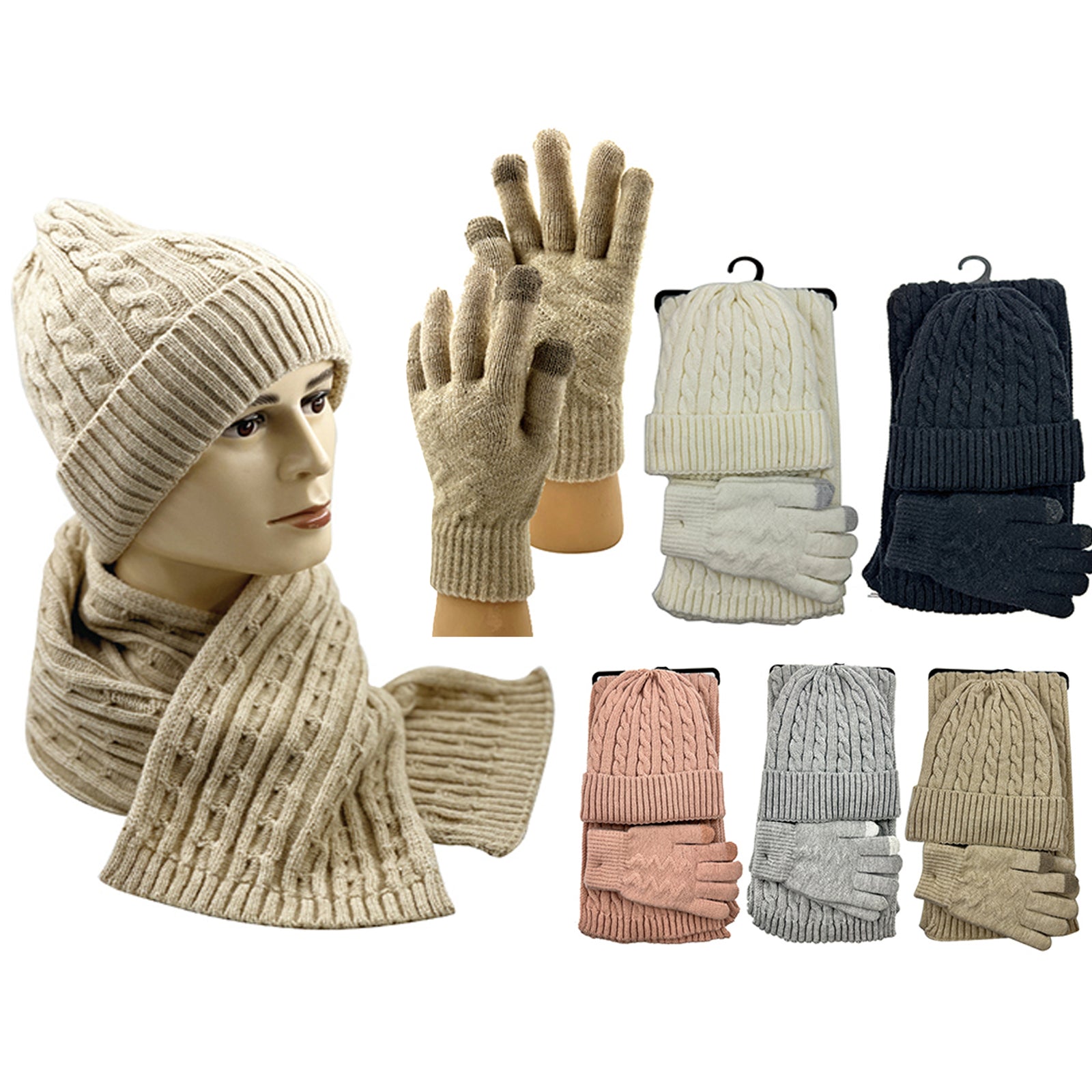 Wholesale Clothing Accessories Figure 8 Three-Piece Knitted Hat NH258