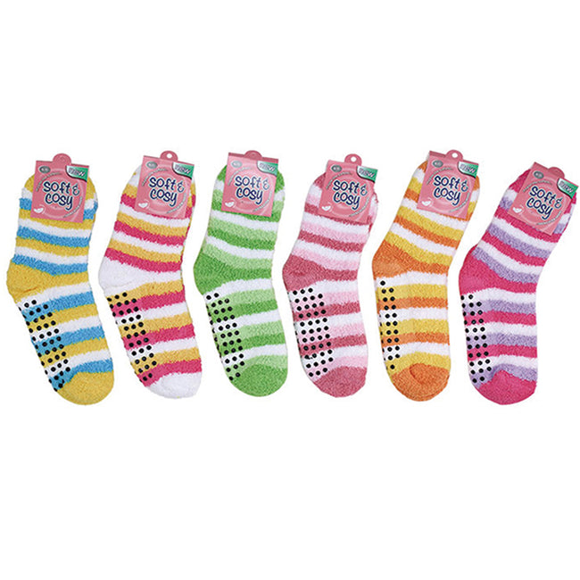 Wholesale Clothing Accessories Fuzzy Socks Striped Rubberized Terry Socks NH237