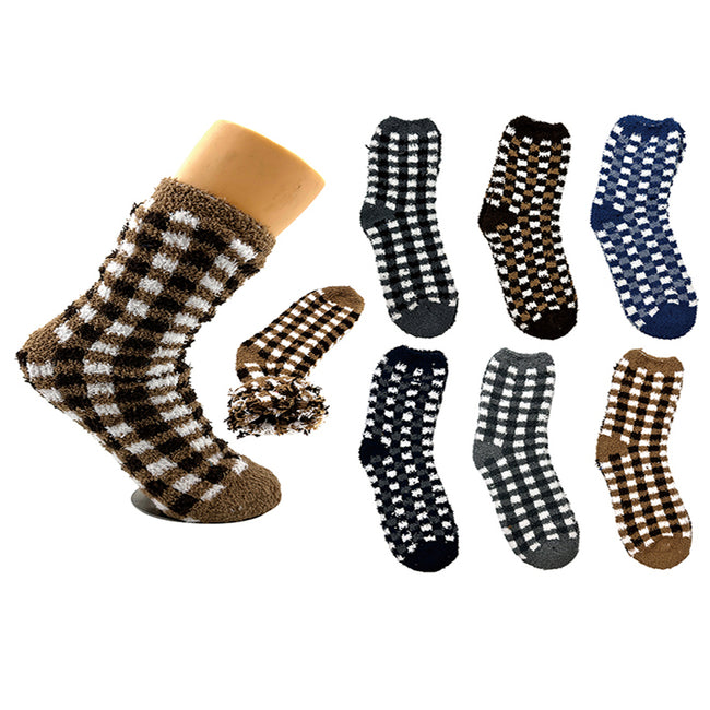 Wholesale Clothing Accessories Plaid Men's Terry Socks NH207