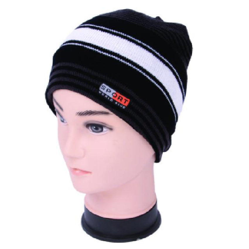 Wholesale Clothing Accessories Line Pattern Beanie Black Only Assorted NQ8B
