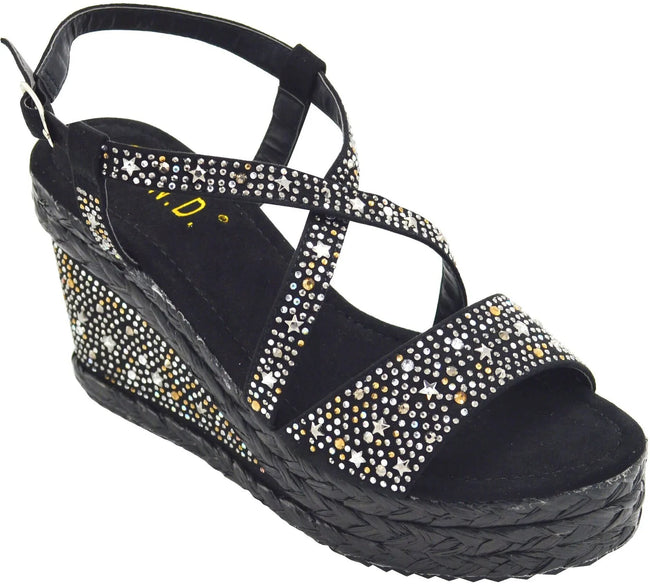 Wholesale Women's Wedge Heels Embellished Dress Sandals Chloe NG32