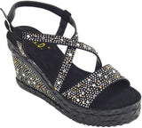 Wholesale Women's Wedge Heels Embellished Dress Sandals Chloe NG32