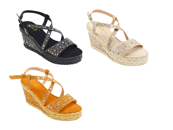 Wholesale Women's Wedge Heels Embellished Dress Sandals Chloe NG32