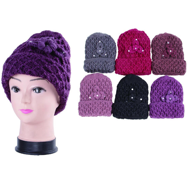 Wholesale Clothing Accessories Locked Beanie Flower Assorted NQ8S