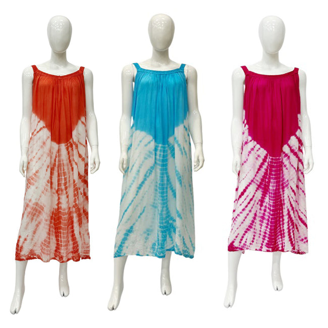 Wholesale Women's Dresses Rayon Crape Tye Dye Sl V Neck Long Dress with Embedded-Handpaint-Stone 120Gms Asst 3C 6-36-Case O-S Jessie NWa5