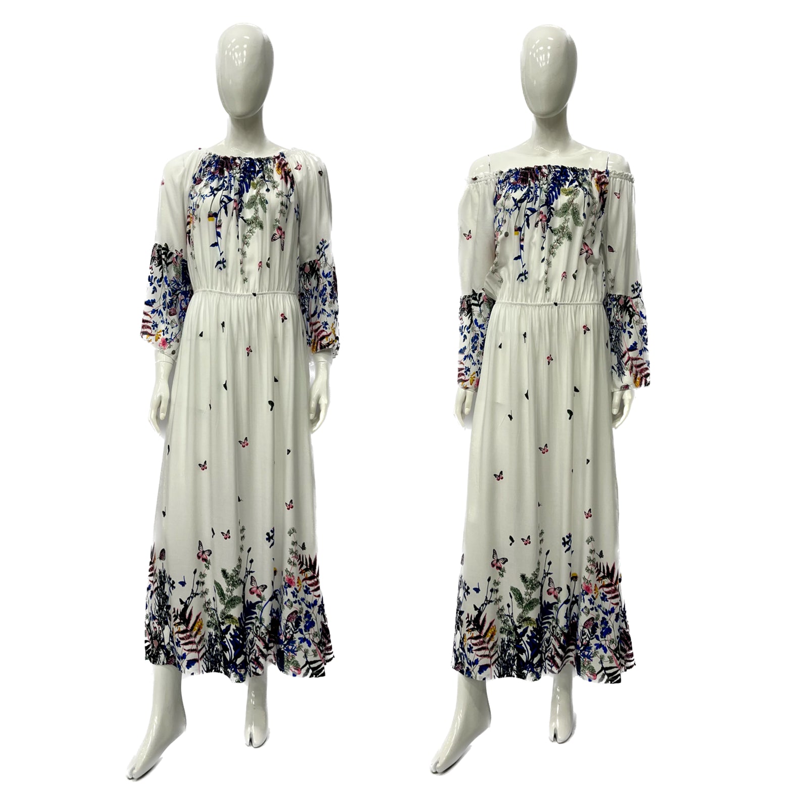Wholesale Women's Dresses Rayon 3-4 Floral Border Maxi 6-72-Case S-XL Kimber NW33