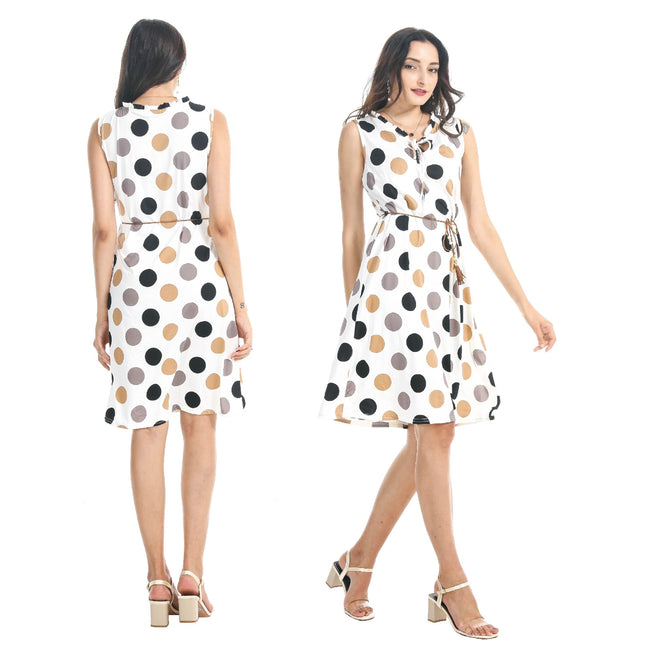 Wholesale Women's Dresses ITY Wht-Tpe Dot Lettuce Midi Dress 36-Case M2,L2,Xl2 Jaylah NW49