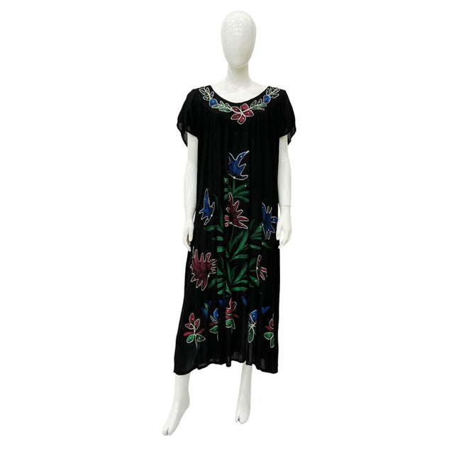 Wholesale Women's Dresses Plus Rayon Crape Tie-Dye Cap Sleeve V Neck Long with Embedded-Handpaint-Stone 120Gms 1C 6-36-Case O-S Janiyah NWa3