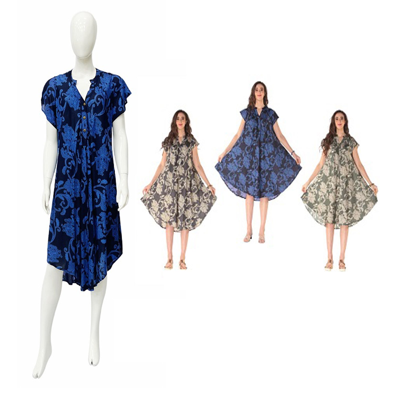 Wholesale Women's Dresses Printed Rayon Dress-Placket 36-Case S-XL Tiana NWa4