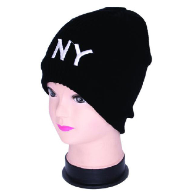 Wholesale Clothing Accessories Fleece New York Beanie Black Only Assorted NQ8B