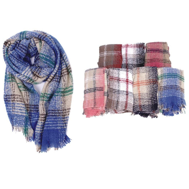 Wholesale Clothing Accessories Ladies Checker Printed Scarf Assorted 15049 NQ86