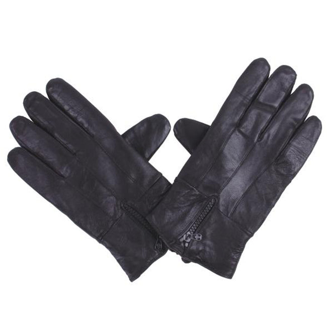 Wholesale Clothing Accessories Men Black Leather Gloves Zipper NQ87